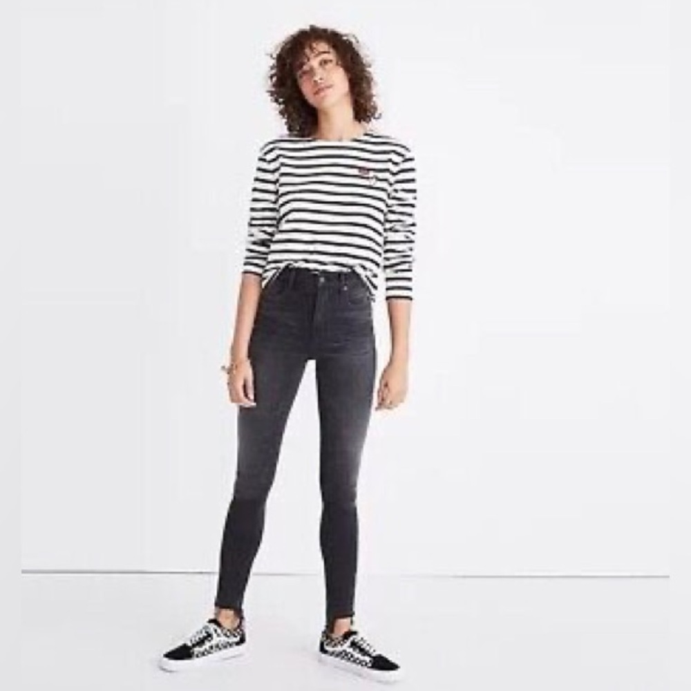 Madewell sz 28 Faded Black 10" High Rise Skinny Jeans Stretch Denim